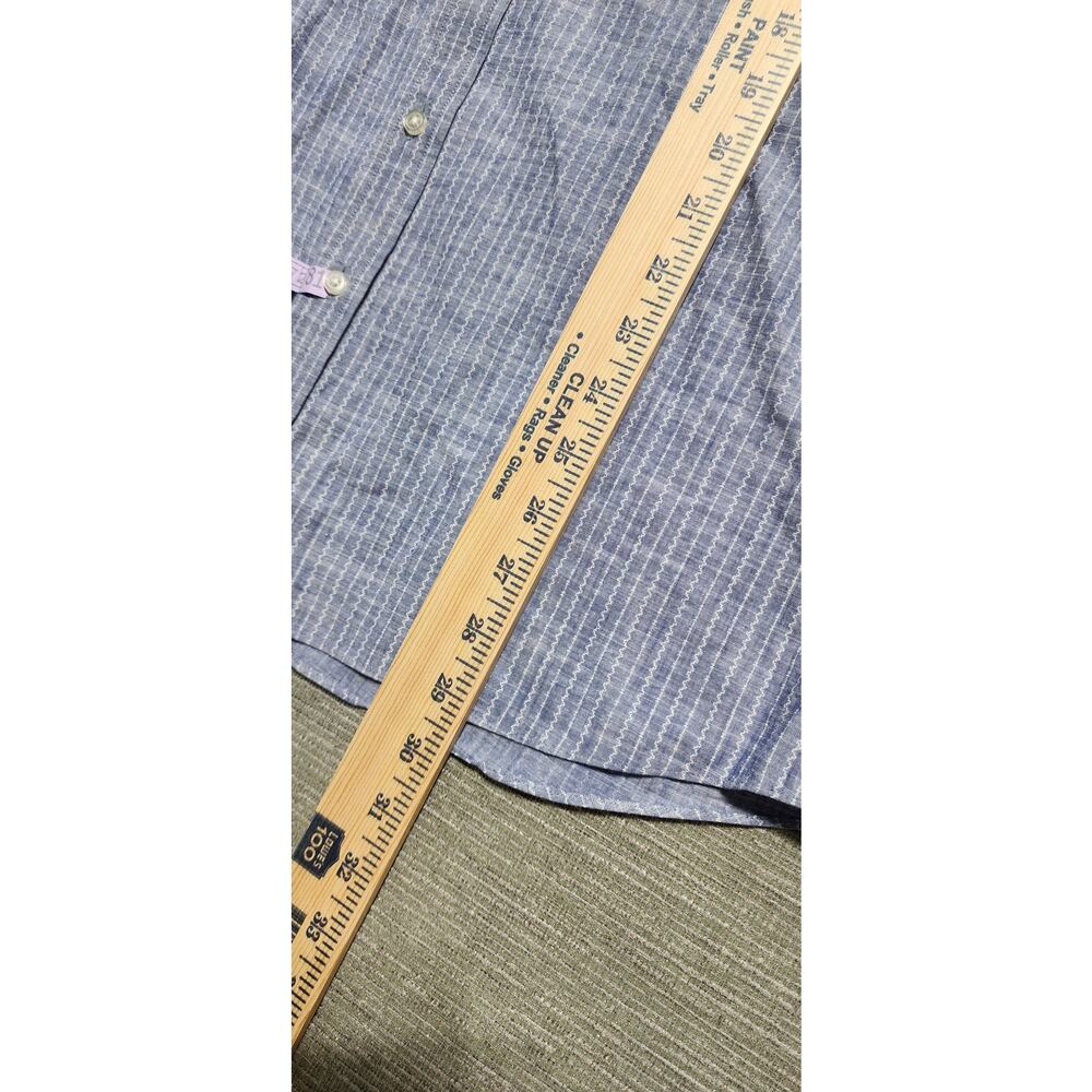 Proper Cloth Men’s Custom Blue White Striped Long Sleeve Button Down Shirt - Picture 9 of 14